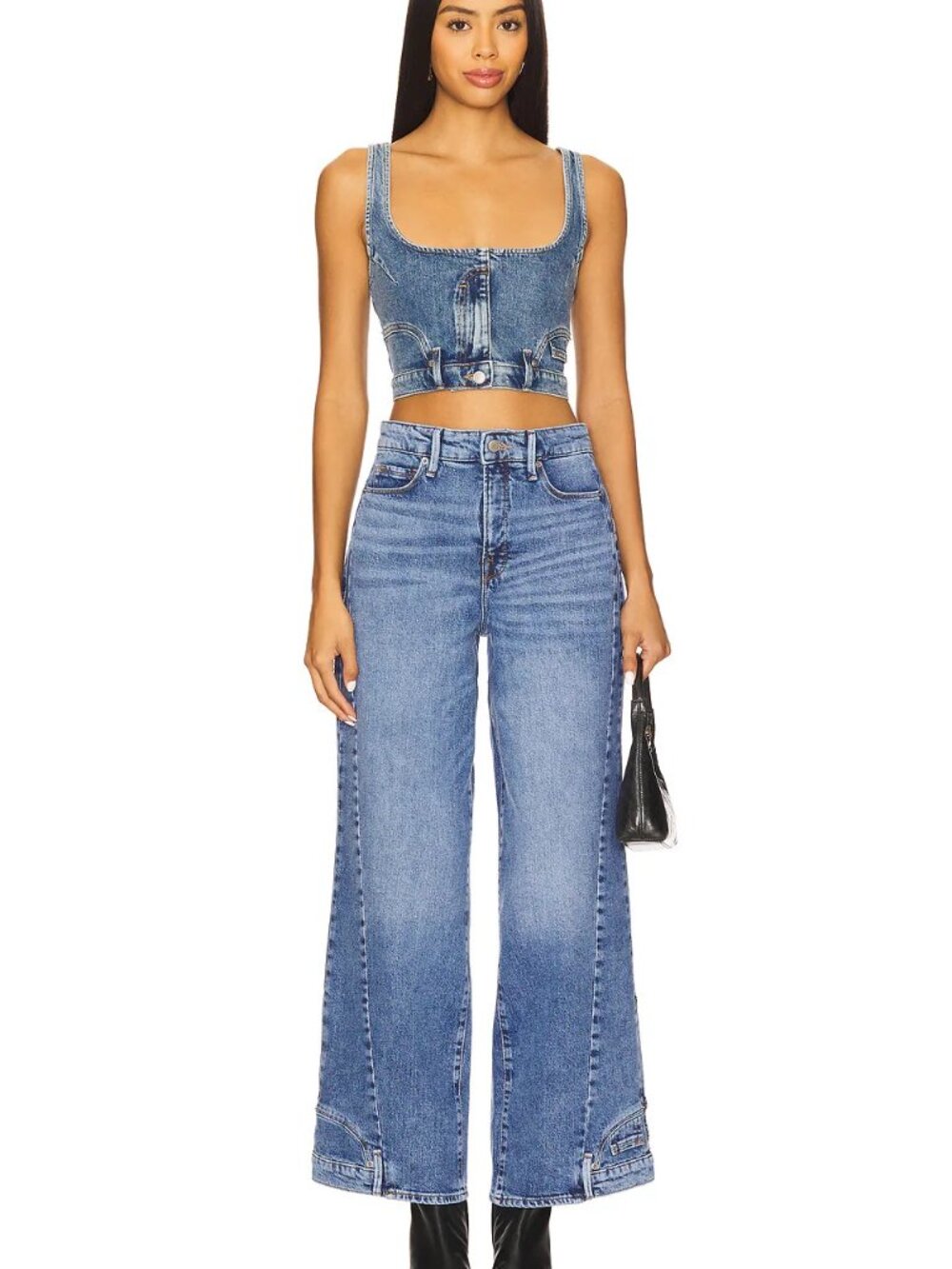 GOOD AMERICAN Good Reworked Wide Leg Jeans in Indigo